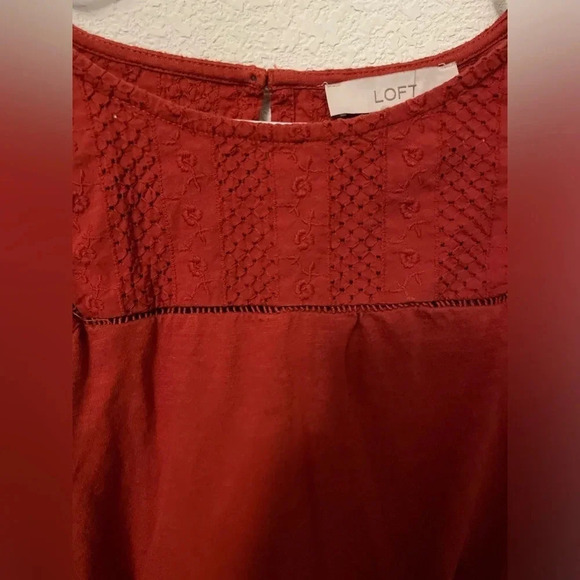 Loft embroidered ballon sleeve Burt orange color size M - Picture 4 of 5